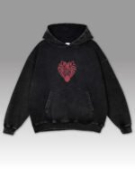 Bluza oversize z kapturem Haft Serce Zebry